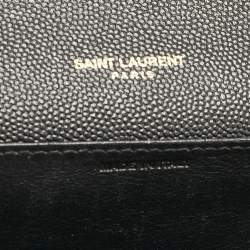 Pre Owned Saint Laurent Black Leather Uptown Wallet On Chain