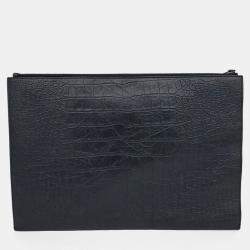 Pre Owned Saint Laurent Paris Black Leather Clutch