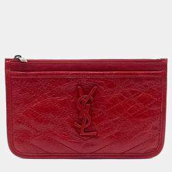 Pre Owned Saint Laurent Paris Red Leather Niki Ville Pouch