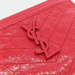 Pre Owned Saint Laurent Paris Red Leather Niki Ville Pouch