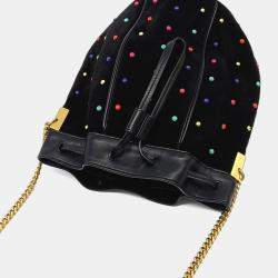 Pre Owned Saint Laurent Paris Black Suede Talita Bucket Chain Crossbody Bag