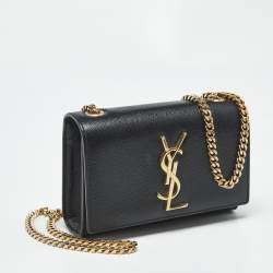 Pre Owned Saint Laurent Black Leather Small Kate Shoulder Bag