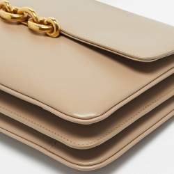 Pre Owned Saint Laurent Beige Leather Le Maillon Shoulder Bag