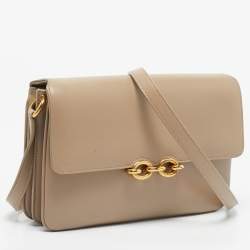 Pre Owned Saint Laurent Beige Leather Le Maillon Shoulder Bag