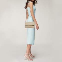 Pre Owned Saint Laurent Beige Leather Le Maillon Shoulder Bag