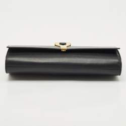 Pre Owned Saint Laurent Black Leather Y Ligne Clutch