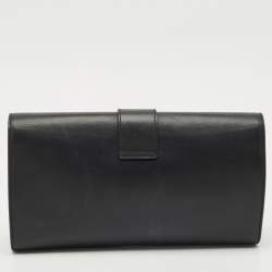Pre Owned Saint Laurent Black Leather Y Ligne Clutch