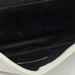 مملوكة مسبقًا Saint Laurent Off White Matelasse Leather Cassandre Wristlet Clutch