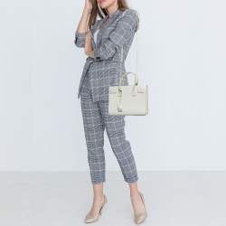 Pre Owned Saint Laurent Off White Croc Embossed Leather Baby Classic Sac De Jour Tote