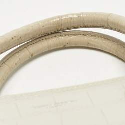 Pre Owned Saint Laurent Off White Croc Embossed Leather Baby Classic Sac De Jour Tote