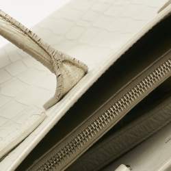 Pre Owned Saint Laurent Off White Croc Embossed Leather Baby Classic Sac De Jour Tote