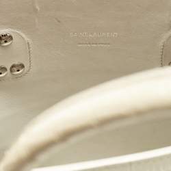 Pre Owned Saint Laurent Off White Croc Embossed Leather Baby Classic Sac De Jour Tote