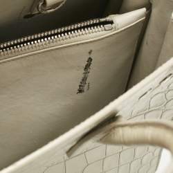 Pre Owned Saint Laurent Off White Croc Embossed Leather Baby Classic Sac De Jour Tote