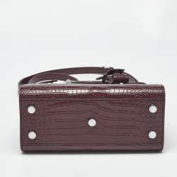 Pre Owned Saint Laurent Burgundy Croc Embossed Leather Nano Classic Sac De Jour Tote
