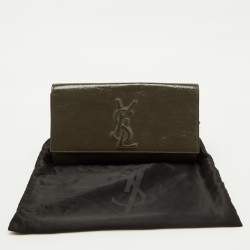 Pre Owned Yves Saint Laurent Grey Patent Leather Belle De Jour Flap Clutch