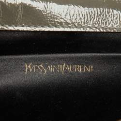 Pre Owned Yves Saint Laurent Grey Patent Leather Belle De Jour Flap Clutch