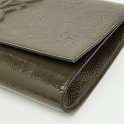 Pre Owned Yves Saint Laurent Grey Patent Leather Belle De Jour Flap Clutch