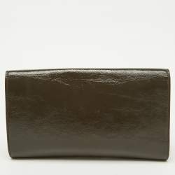 Pre Owned Yves Saint Laurent Grey Patent Leather Belle De Jour Flap Clutch