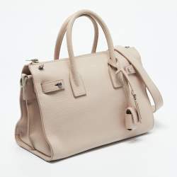 Pre Owned Saint Laurent Light Pink Leather Baby Sac De Jour Souple Tote