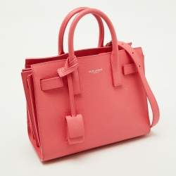 Pre Owned Saint Laurent Pink Leather Nano Classic Sac De Jour Tote