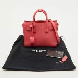 Pre Owned Saint Laurent Pink Leather Nano Classic Sac De Jour Tote