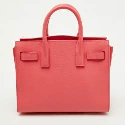 Pre Owned Saint Laurent Pink Leather Nano Classic Sac De Jour Tote