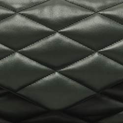 Pre Owned Saint Laurent Dark Green Quilted Leather Puffer Sade Envelope Clutch