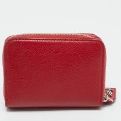 Pre Owned Saint Laurent Red Leather Compact Wallet