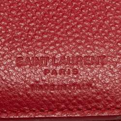 Pre Owned Saint Laurent Red Leather Compact Wallet