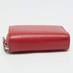 Pre Owned Saint Laurent Red Leather Compact Wallet