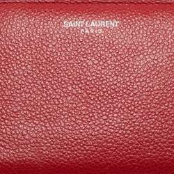 Pre Owned Saint Laurent Red Leather Compact Wallet