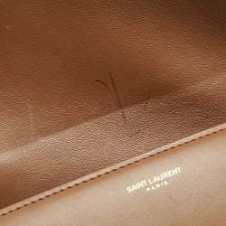 Pre Owned Saint Laurent Brown Leather Le Carre Shoulder Bag