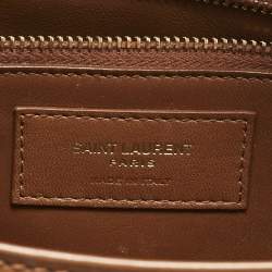 Pre Owned Saint Laurent Brown Leather Le Carre Shoulder Bag