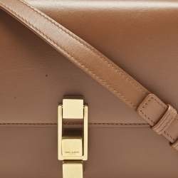 Pre Owned Saint Laurent Brown Leather Le Carre Shoulder Bag