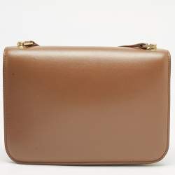 Pre Owned Saint Laurent Brown Leather Le Carre Shoulder Bag