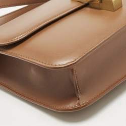 Pre Owned Saint Laurent Brown Leather Le Carre Shoulder Bag