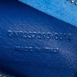 Pre Owned Saint Laurent Blue Leather Medium Monogram Cabas Tote