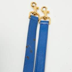 Pre Owned Saint Laurent Blue Leather Medium Monogram Cabas Tote