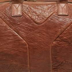 Pre Owned Yves Saint Laurent Brown Pebbled Leather Easy Y Satchel