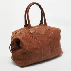 Pre Owned Yves Saint Laurent Brown Pebbled Leather Easy Y Satchel