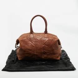 Pre Owned Yves Saint Laurent Brown Pebbled Leather Easy Y Satchel