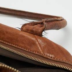 Pre Owned Yves Saint Laurent Brown Pebbled Leather Easy Y Satchel