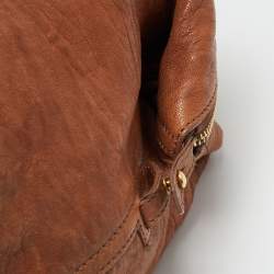 Pre Owned Yves Saint Laurent Brown Pebbled Leather Easy Y Satchel