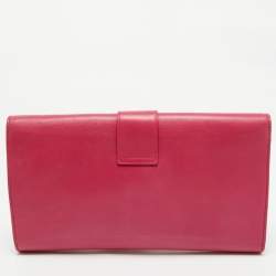 Pre Owned Saint Laurent Fuchsia Leather Ligne Y Clutch