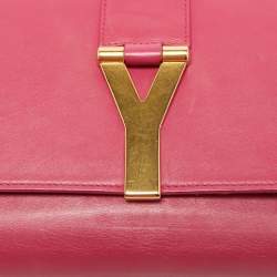 Pre Owned Saint Laurent Fuchsia Leather Ligne Y Clutch