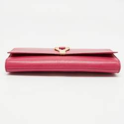 Pre Owned Saint Laurent Fuchsia Leather Ligne Y Clutch
