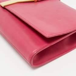 Pre Owned Saint Laurent Fuchsia Leather Ligne Y Clutch