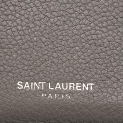Pre Owned Saint Laurent Grey Leather 5 Fragments Zip Pouch Card Holder