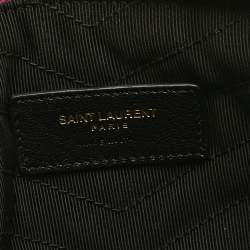 Pre Owned Saint Laurent Fuchsia Matelassé Leather A5 Wristlet Pouch