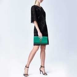 Pre Owned Saint Laurent Green Leather Y-Ligne Clutch
